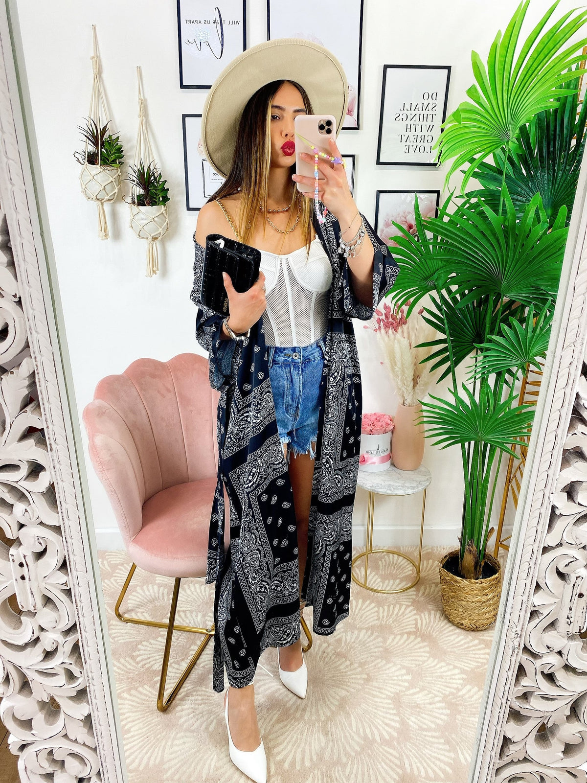 Kimono effetto bandana Nero