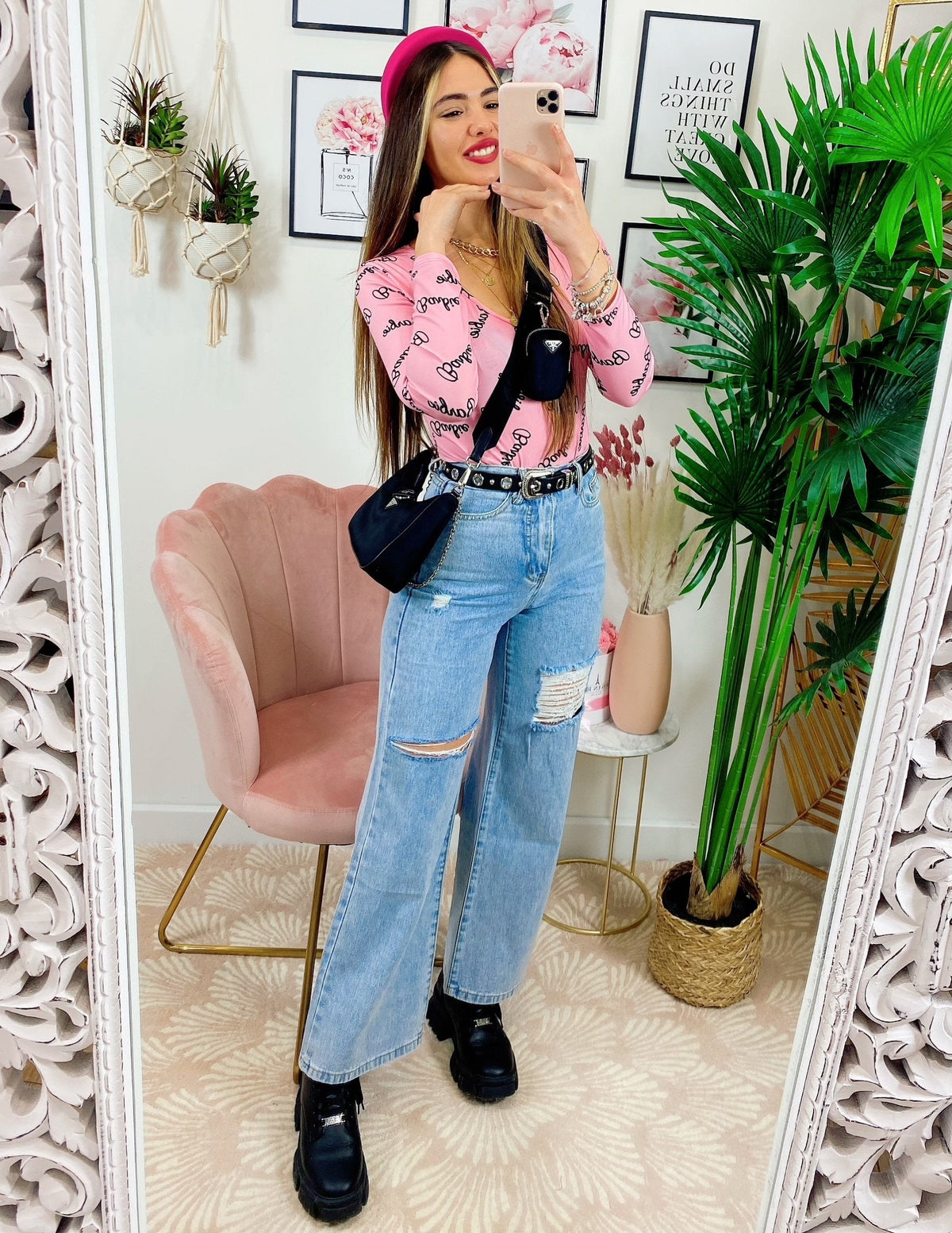 Jeans boyfriend zampa larga con maxi spacchi