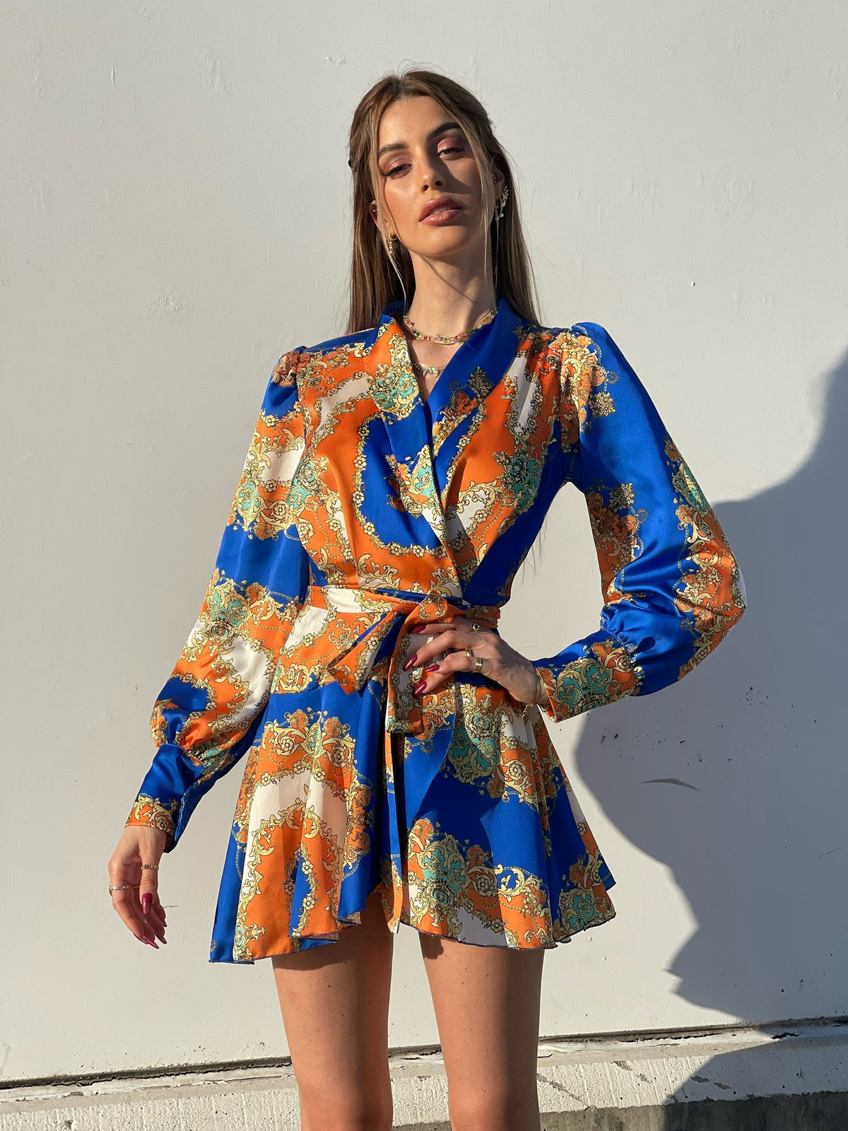 Abito etnico arancio blu