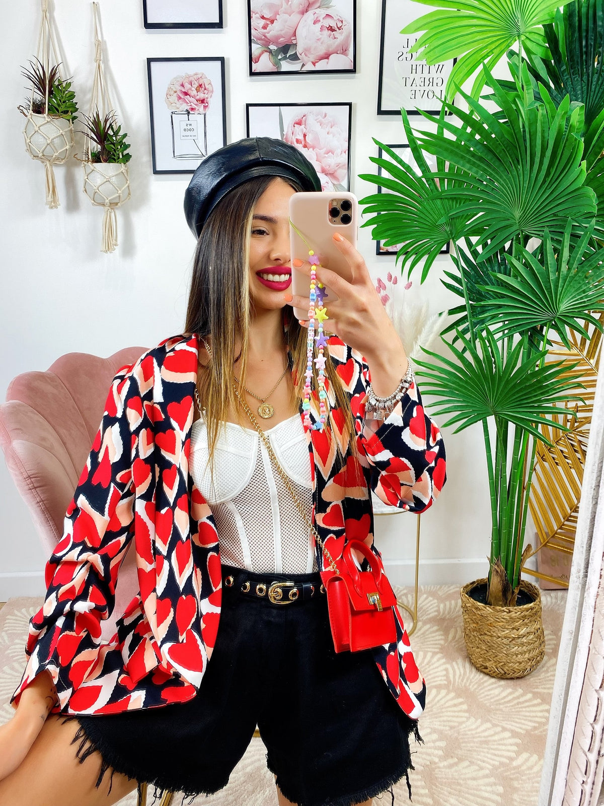 Giacca con Cuori base nera