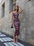 Abito a fascia military Fuxia