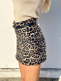 Gonna in tweed leopardata