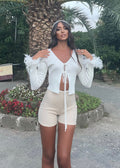 Short beige con strass