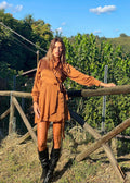 Abito in raso camel