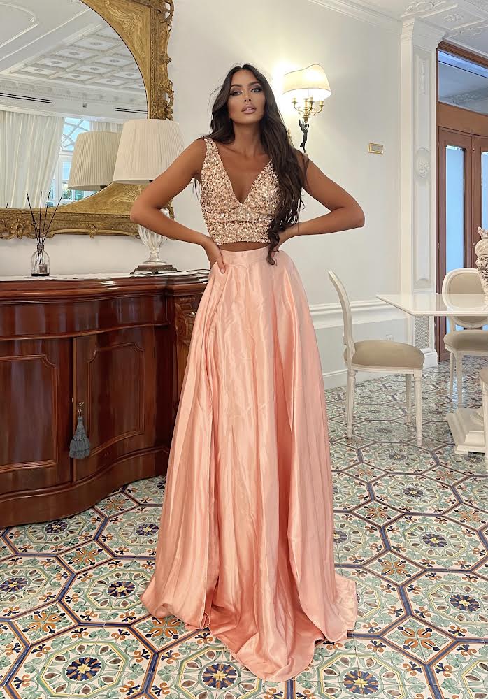 Top rosa gold con paillettes