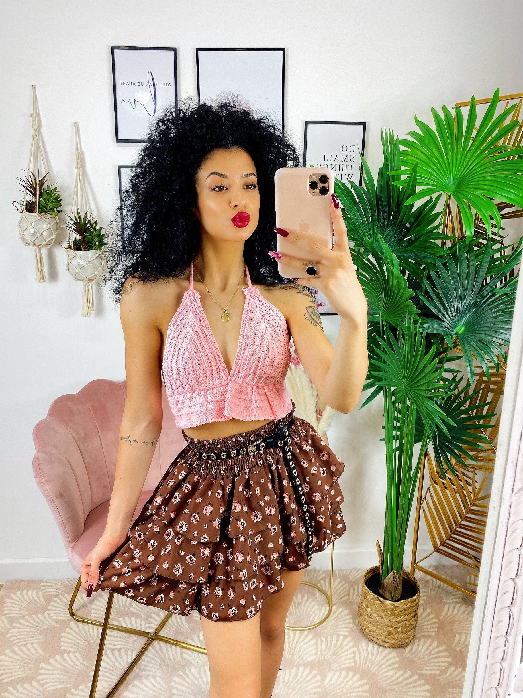Top Crochet Rosa