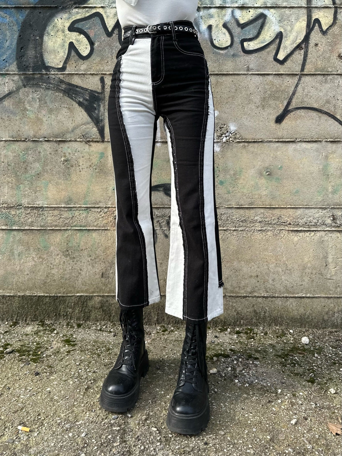 Jeans bianco nero