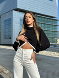 Pull nero rigo bianco