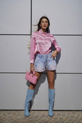 Camicia rosa con strass