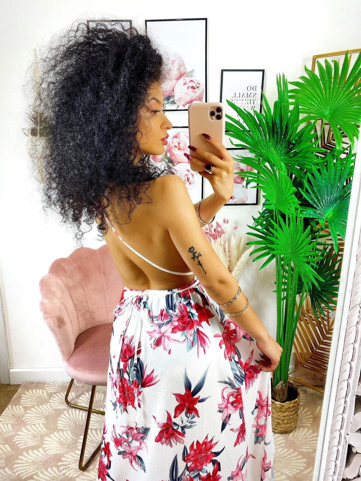 Abito Afrodite con fiori Corallo