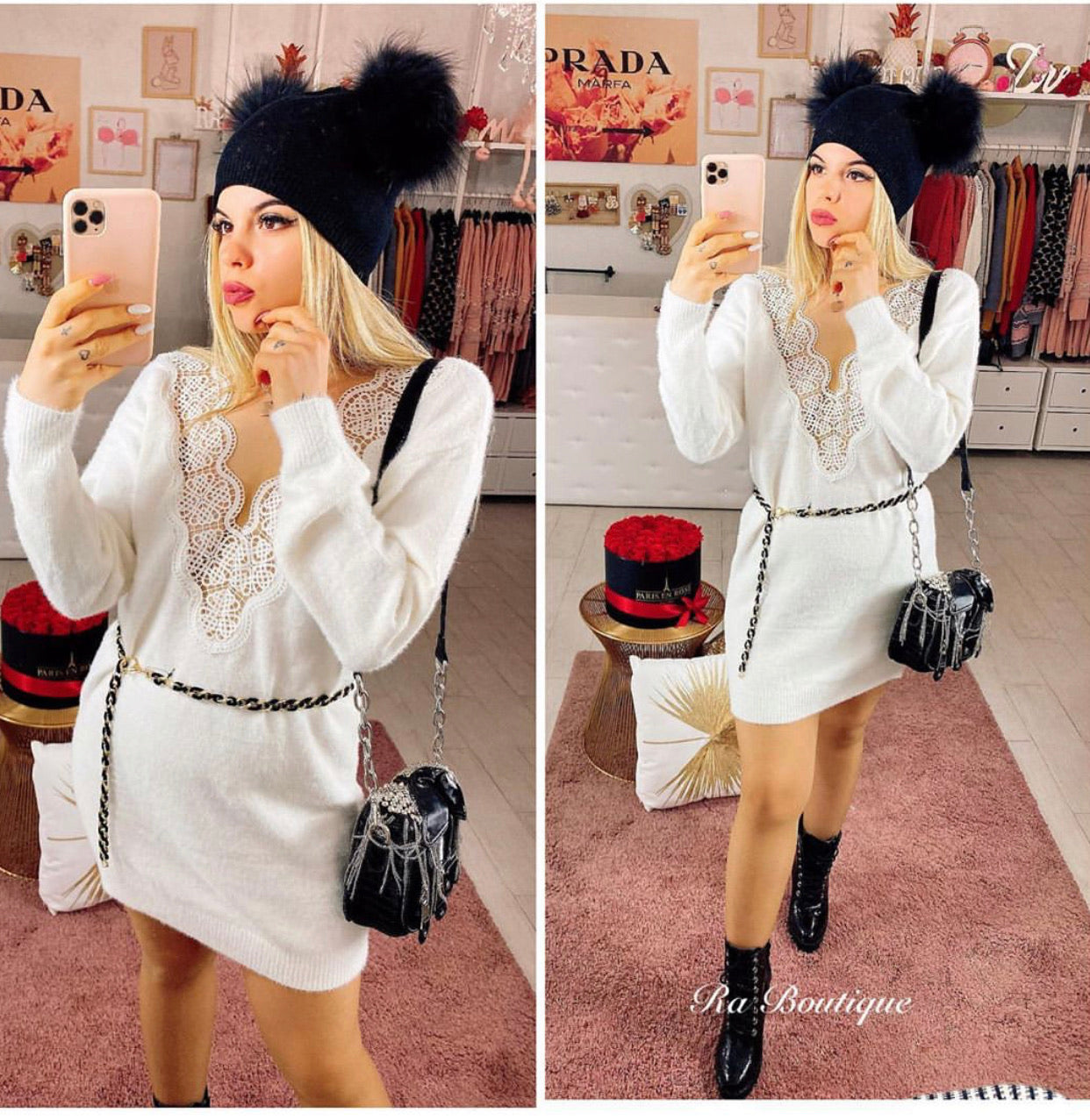 Abito in maglia Reversible bianco