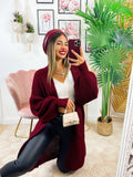 Cardigan lungo bordeaux