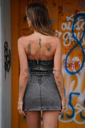 Abito a fascia in jeans nero