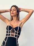 Abito Bustier nero e rosa