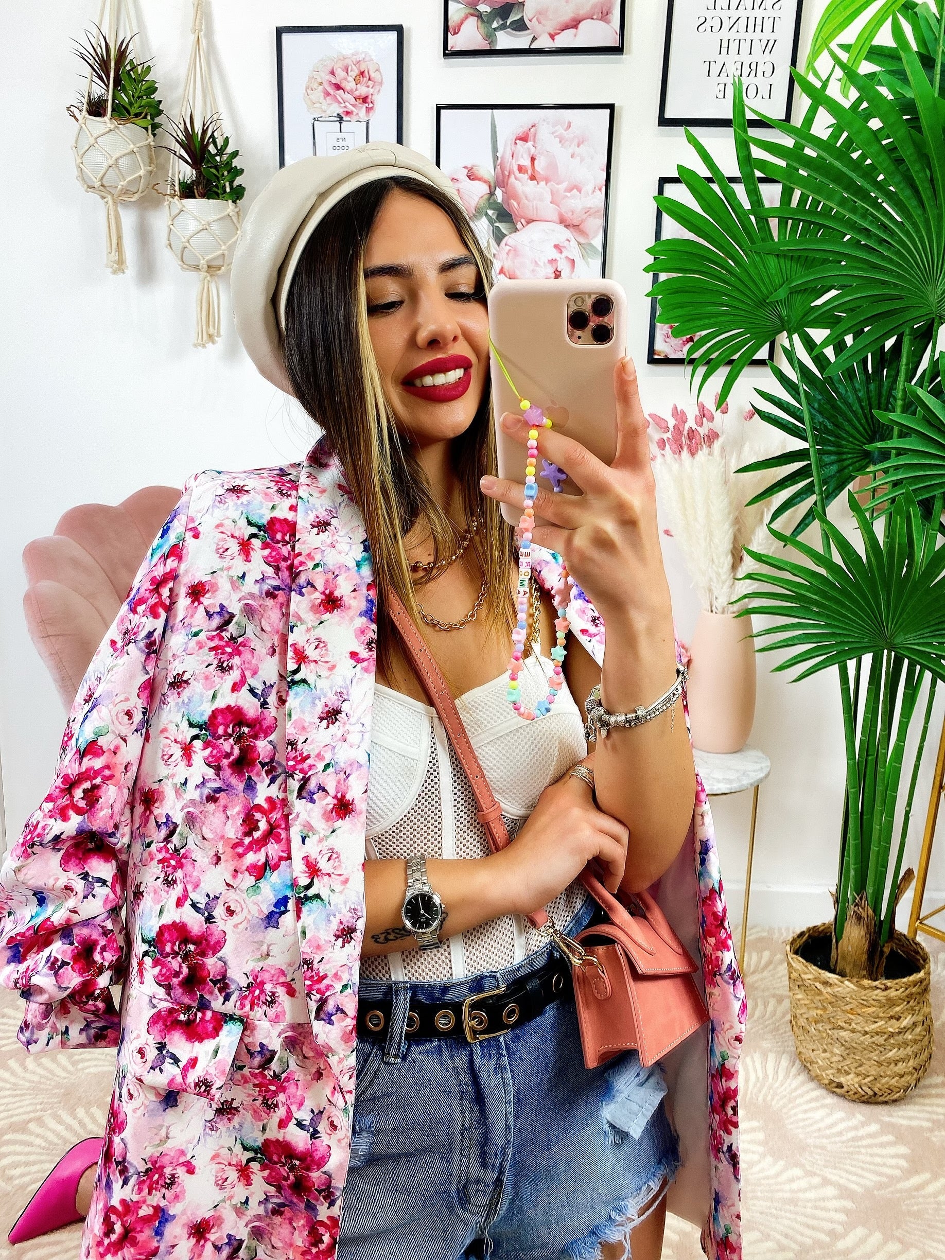 Giacca a fiori fuxia