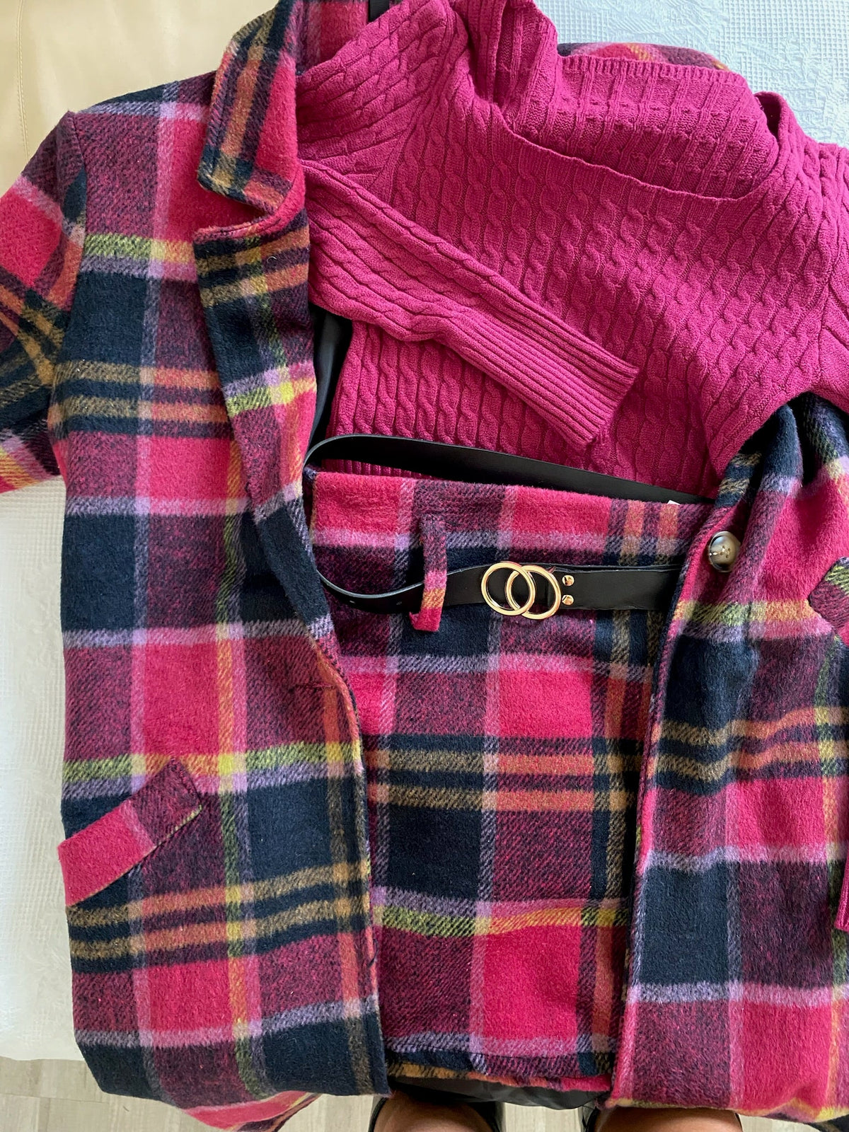 Gonna in tweed Fuxia nero