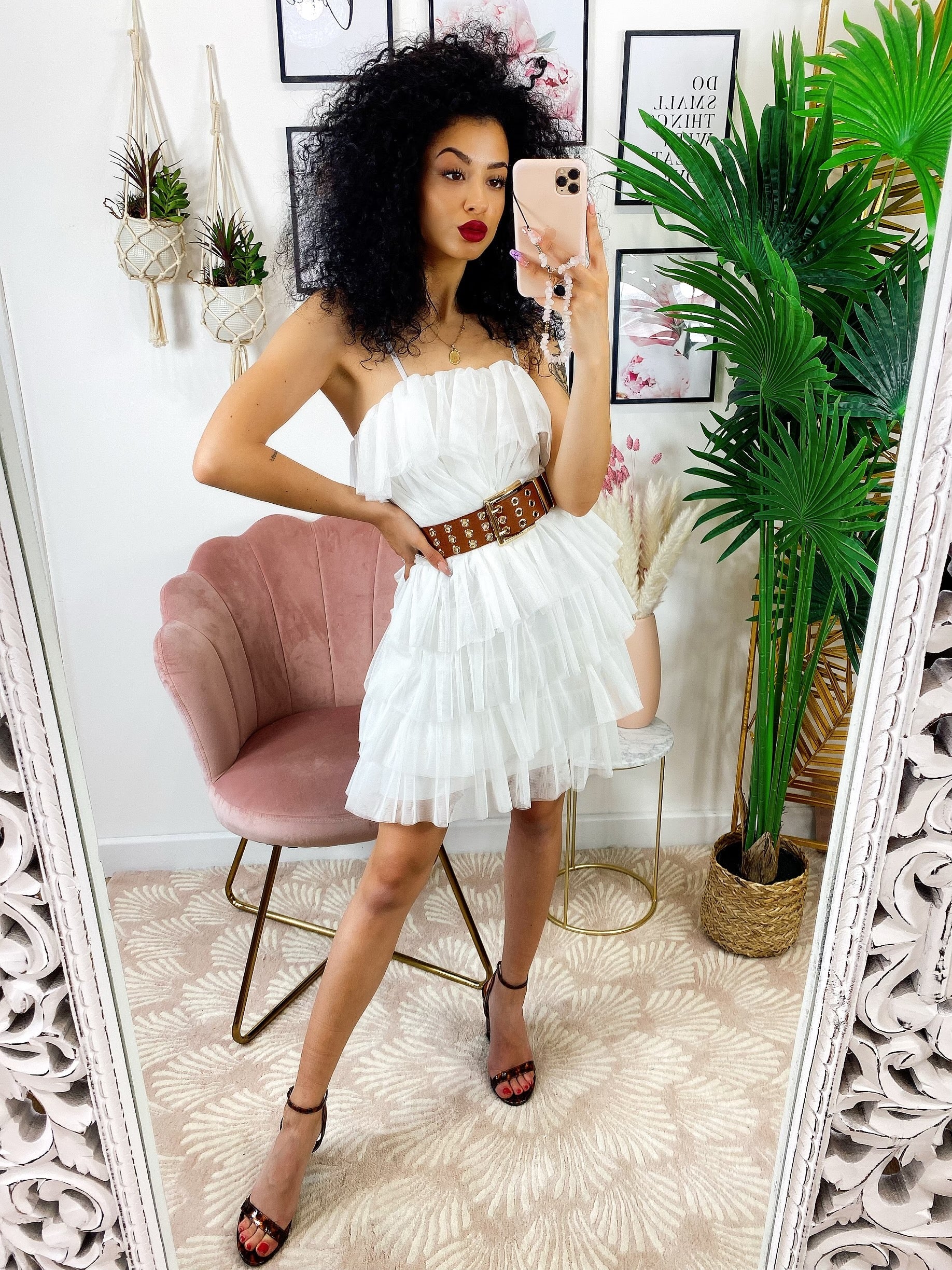 Abito in tulle a balze Venere Bianco