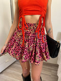 Gonna a ruota animalier fuxia