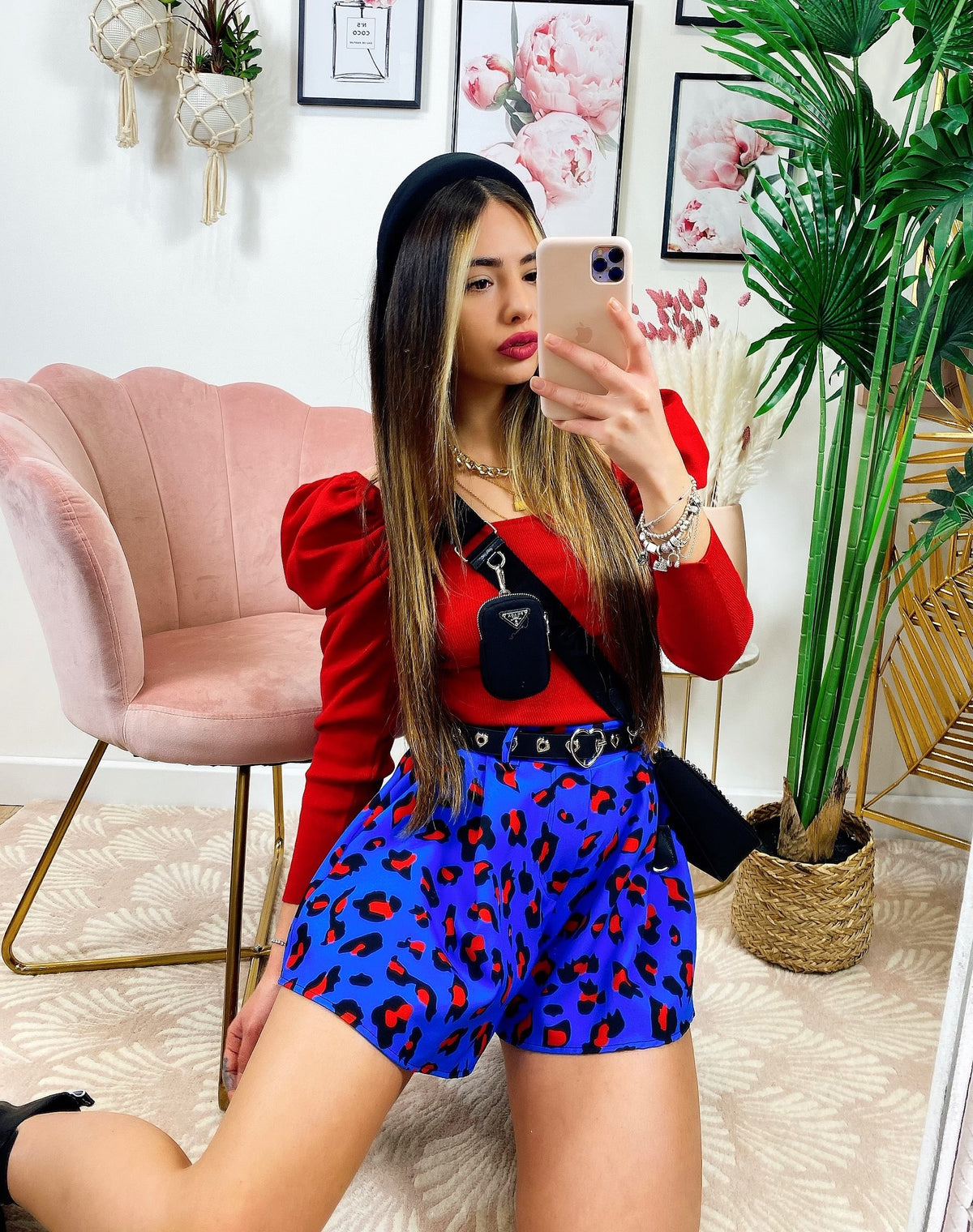 Top con spalline bombate Rosso