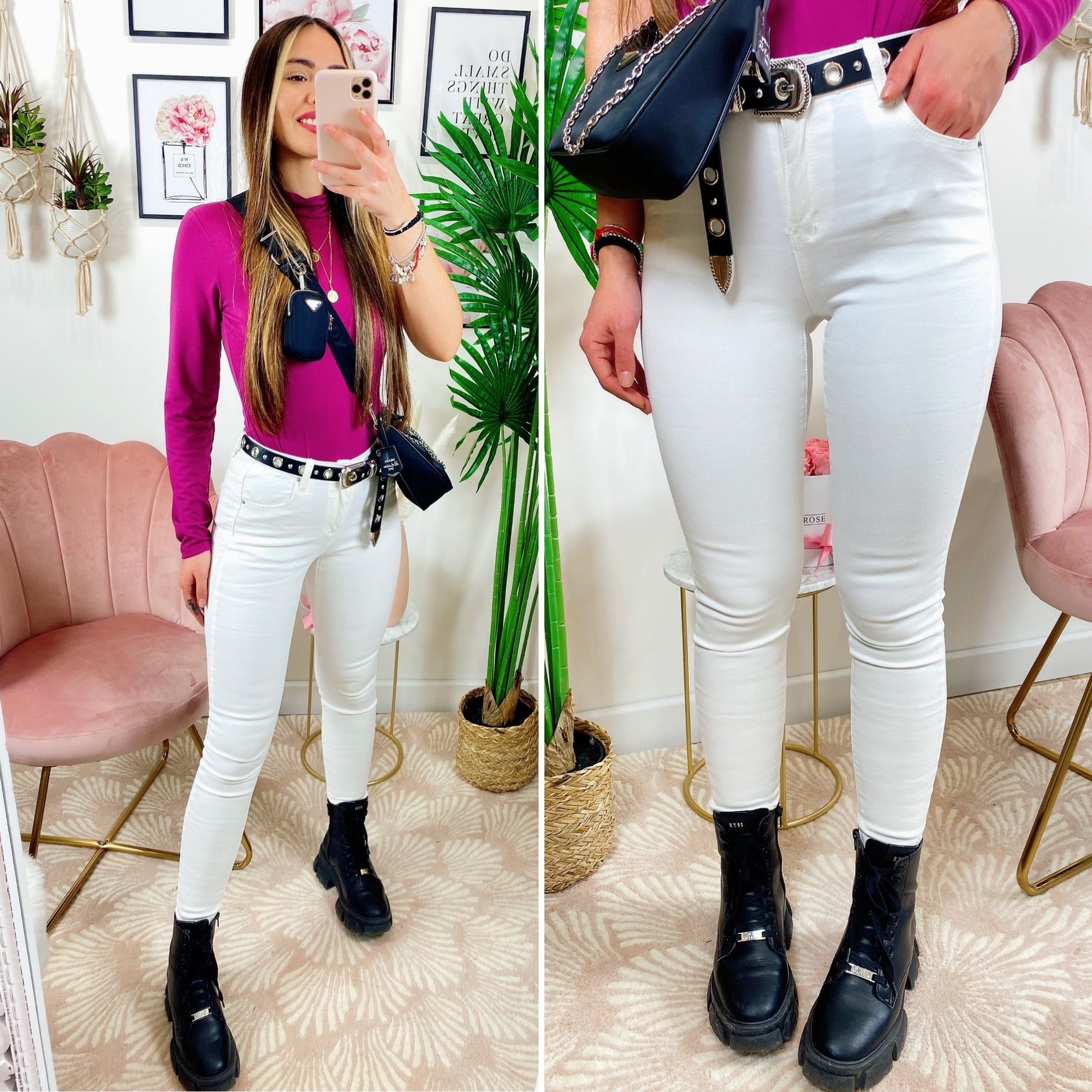 Pantalone aderente bianco