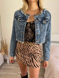 Giacca di jeans crop con catena