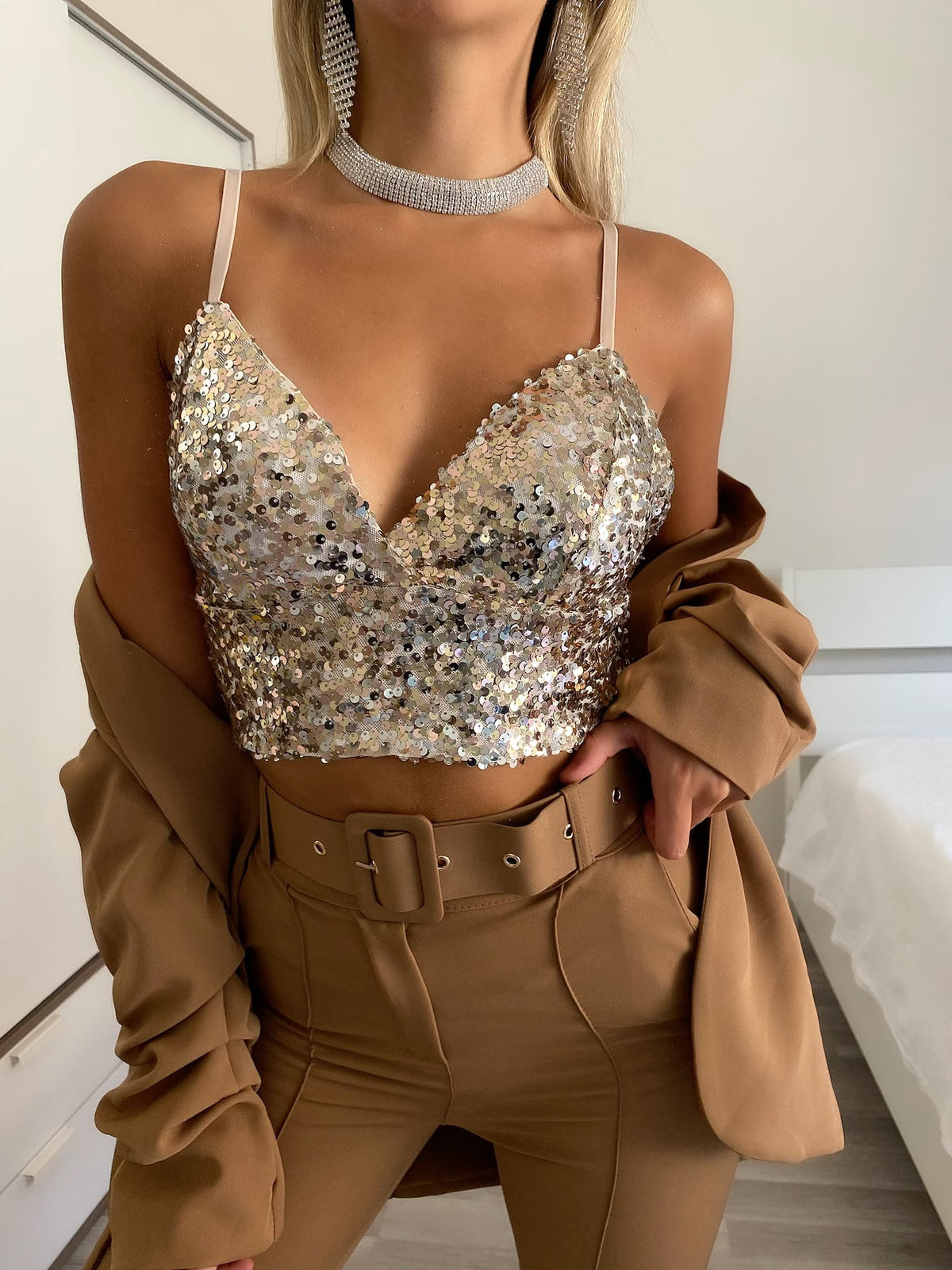 Top con paillettes gold