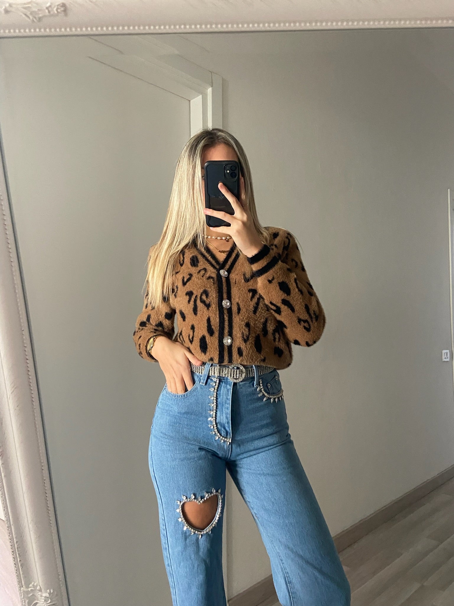 Cardigan animalier Camel