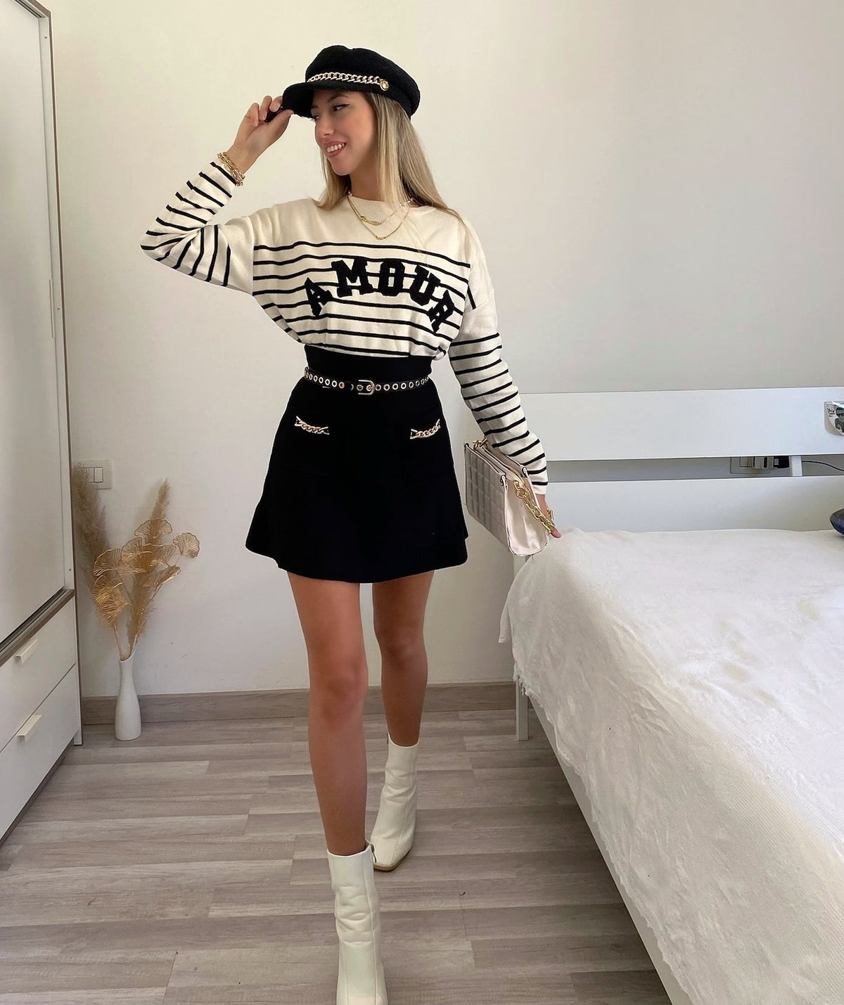 Maglione Amour bianco e nero