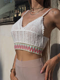 Top crochet bianco con ricamo