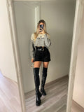 Short nero in panno con cintura