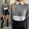 Pull crop a trecce grigio