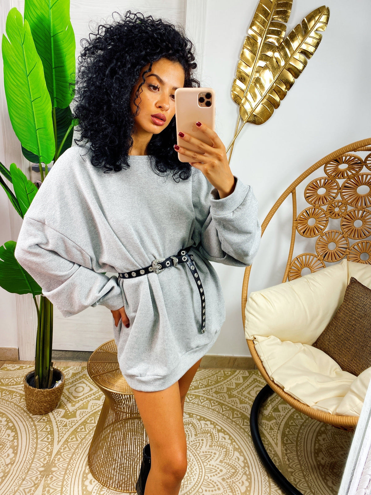 Maxi felpa easy grigia