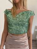 Top Verdeacqua con paillettes