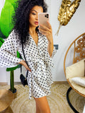 Tutina maniche a kimono a pois bianca