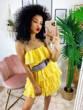 Abito in tulle a balze Venere giallo