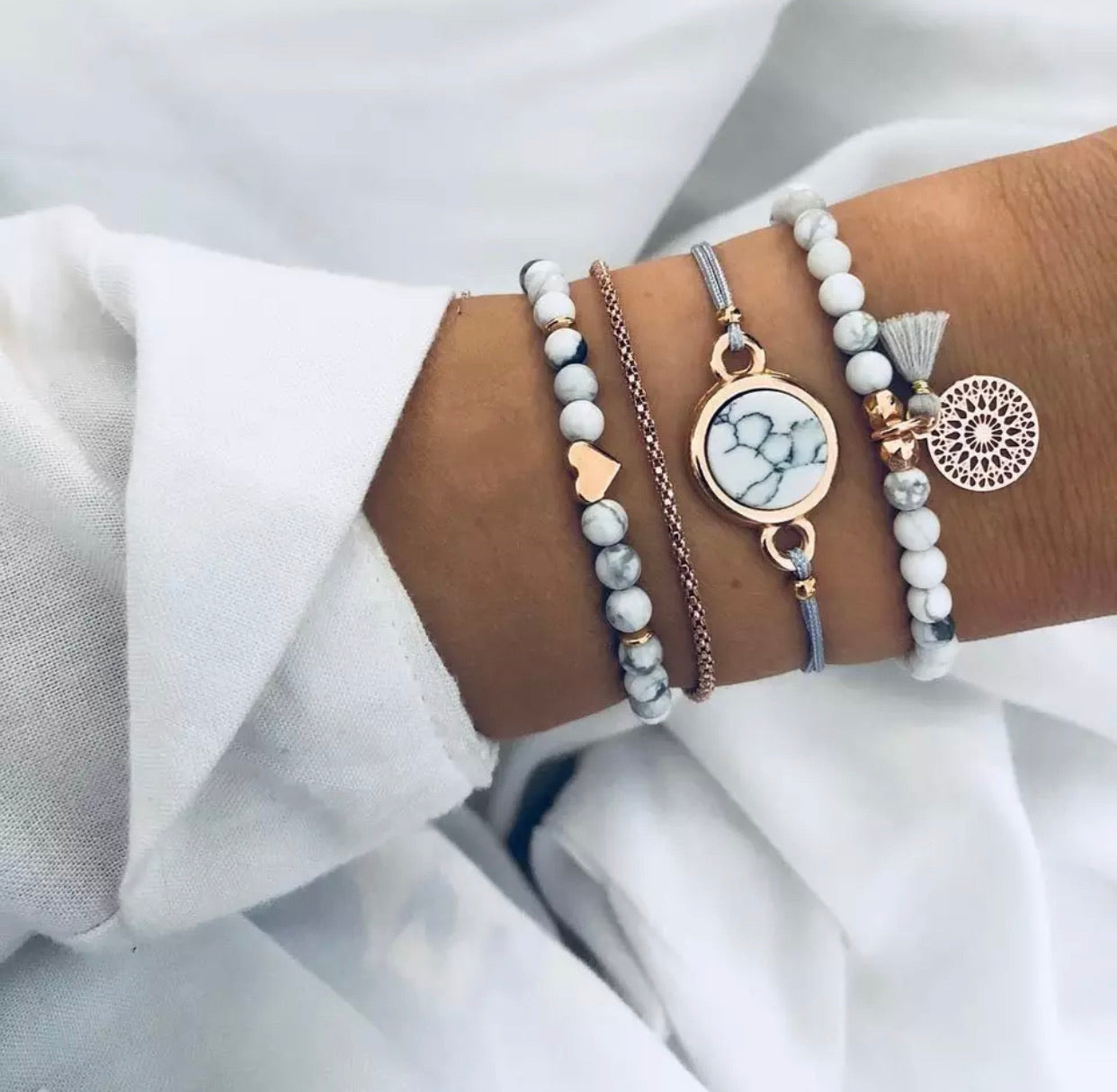 Bracciale effetto marmo e cuoricino