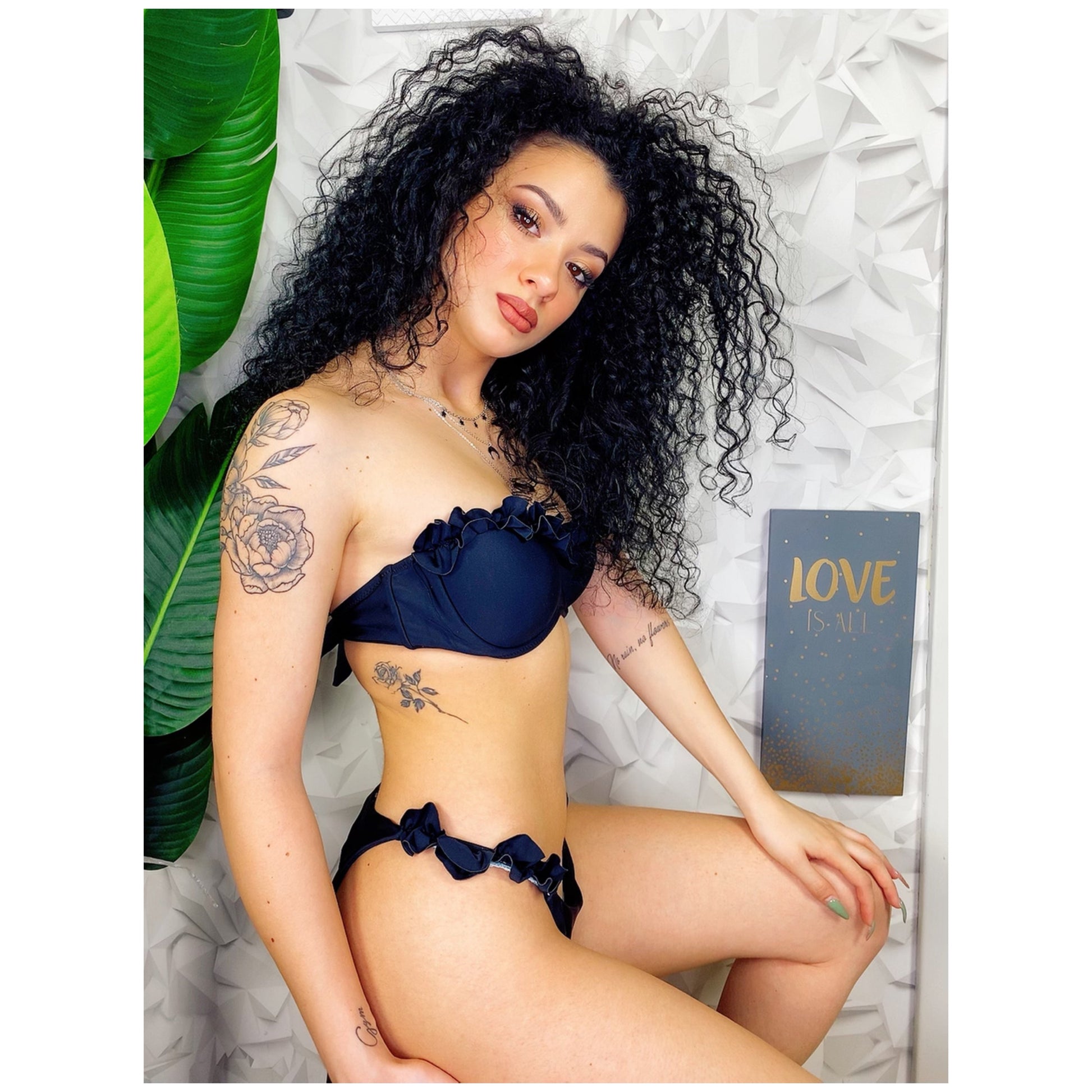 Bikini push up con top rouge floreale