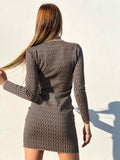 Abito in maglia a fantasia nero e Camel