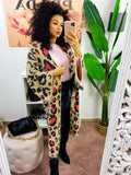 Cardigan maculato con dettagli Fuxia