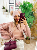 Maglione top quality collo a Camicetta e fiocco rosa