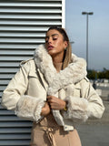 Giaccone beige con pelo