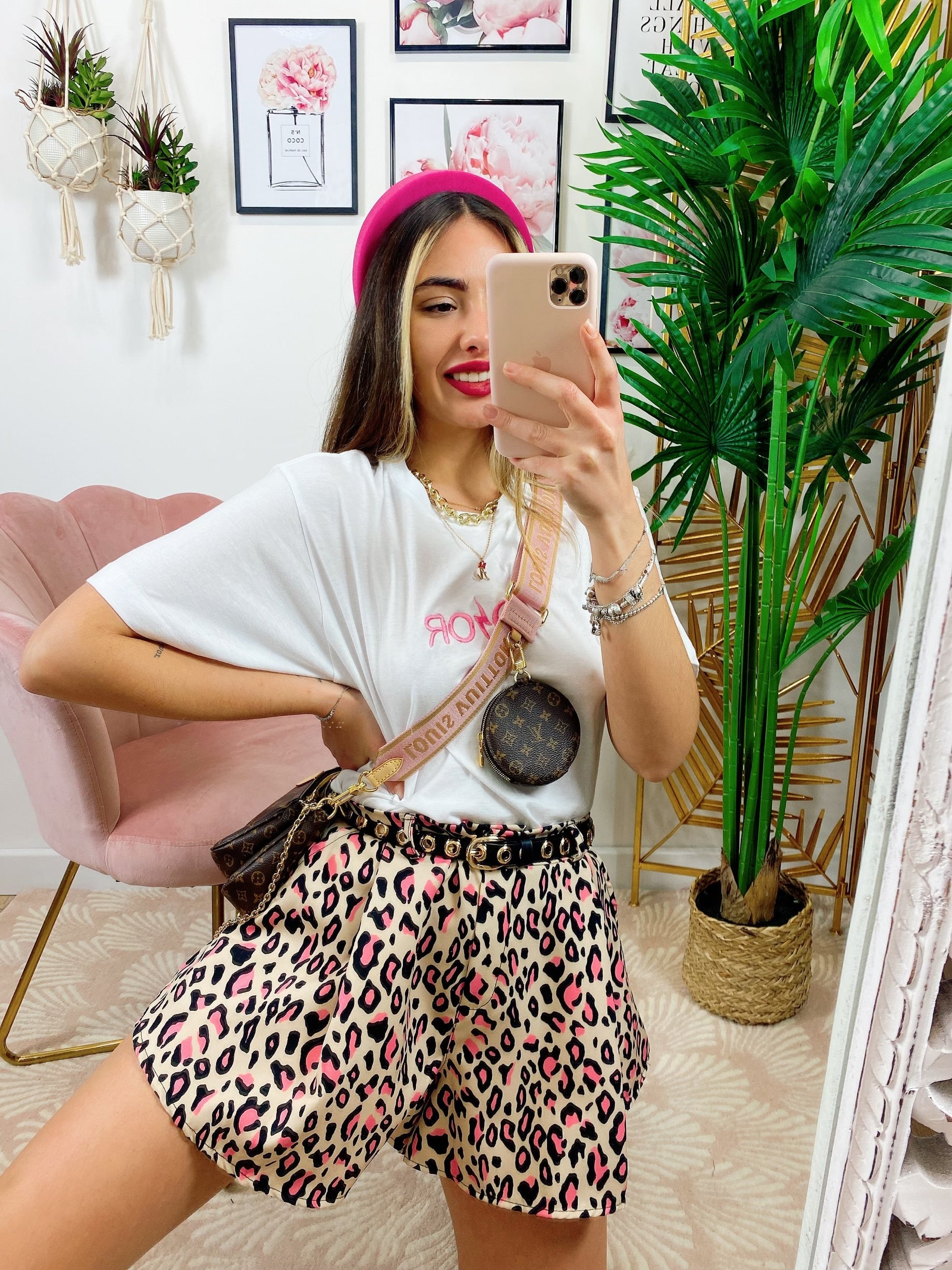 Short maculato beige Dettagli Rosa