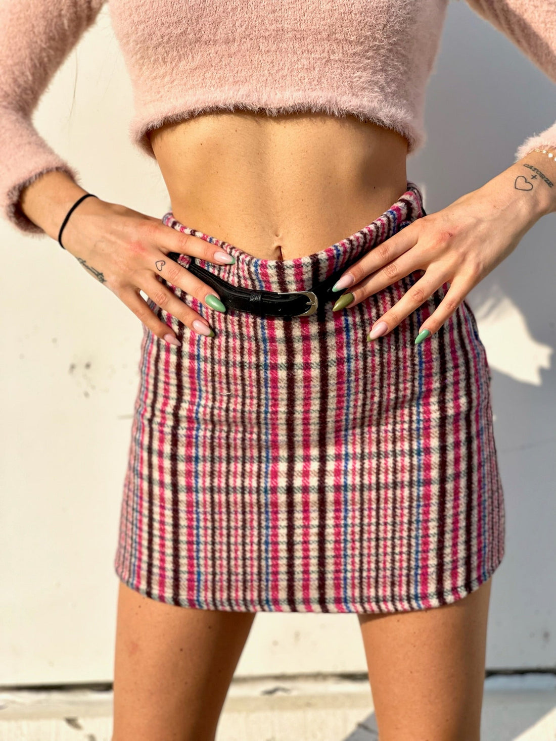 Gonna in tweed dettaglio fuxia