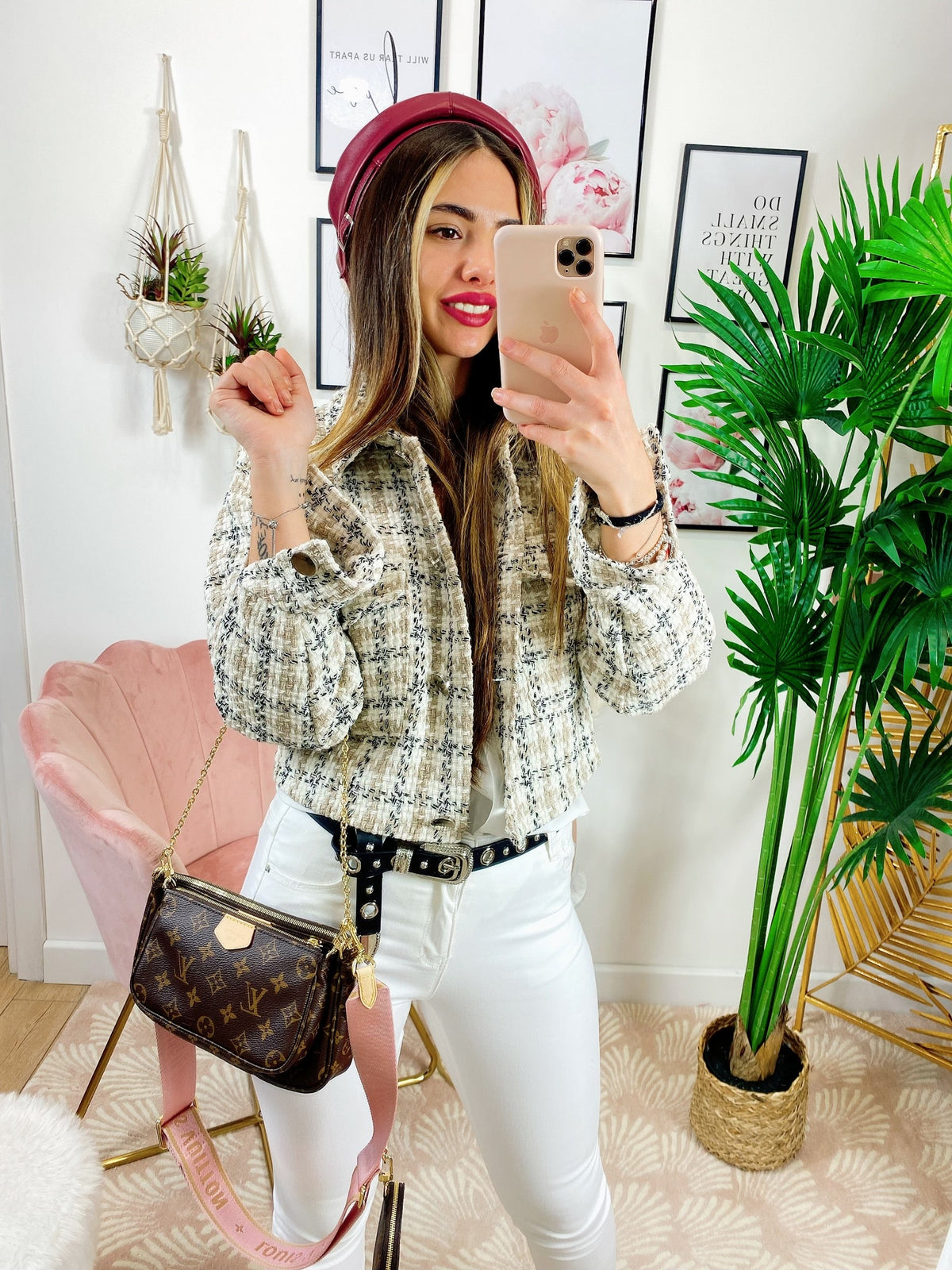 Giacca in tweed beige