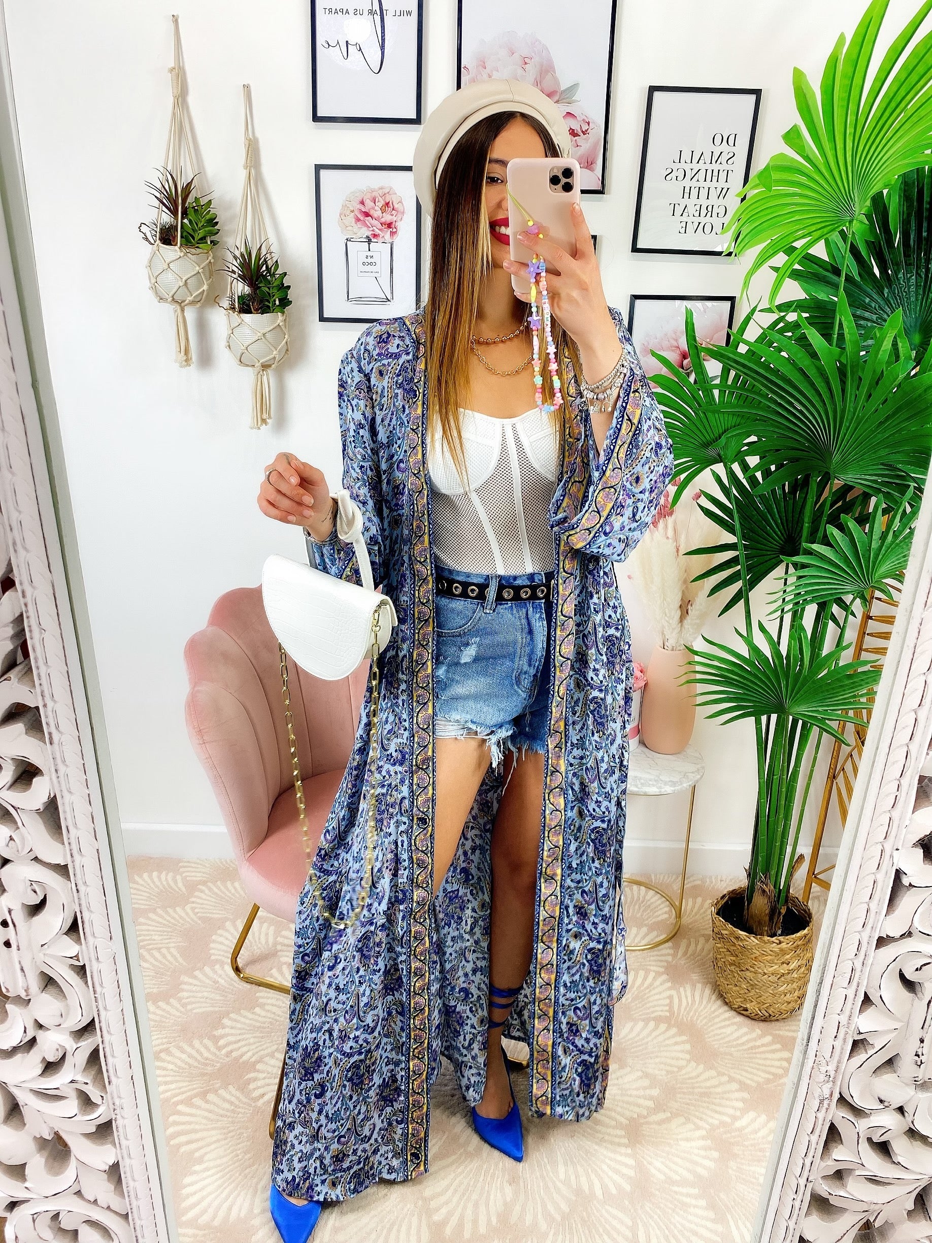 Kimono etnico base lilla