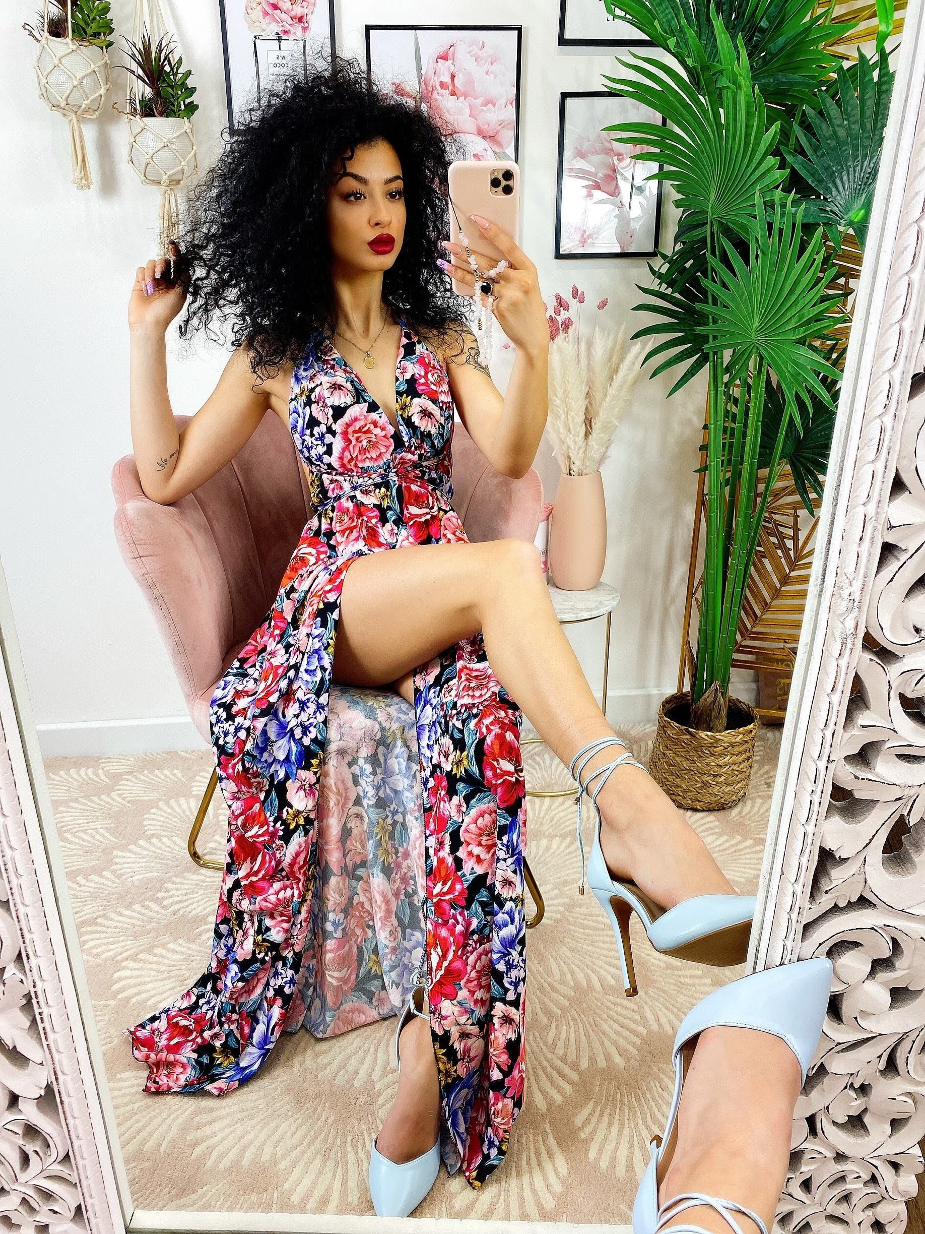 Dress Afrodite fiori Fuxia