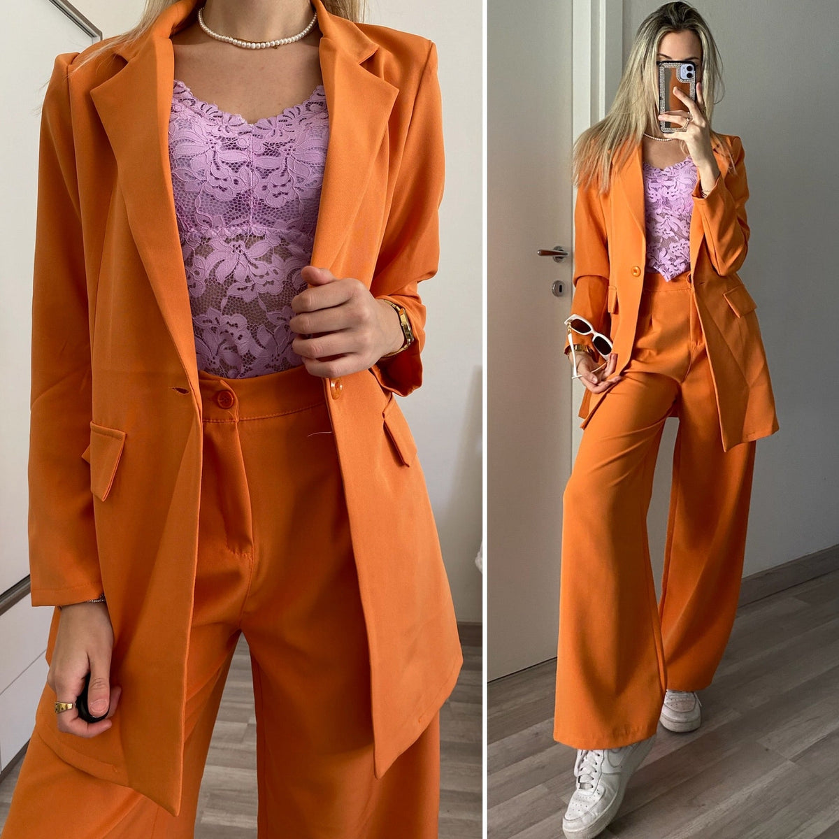 Completo oversize giacca e pantalone arancio