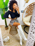 Short zebrato con fiocco