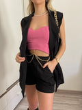 Top rosa con catene oro