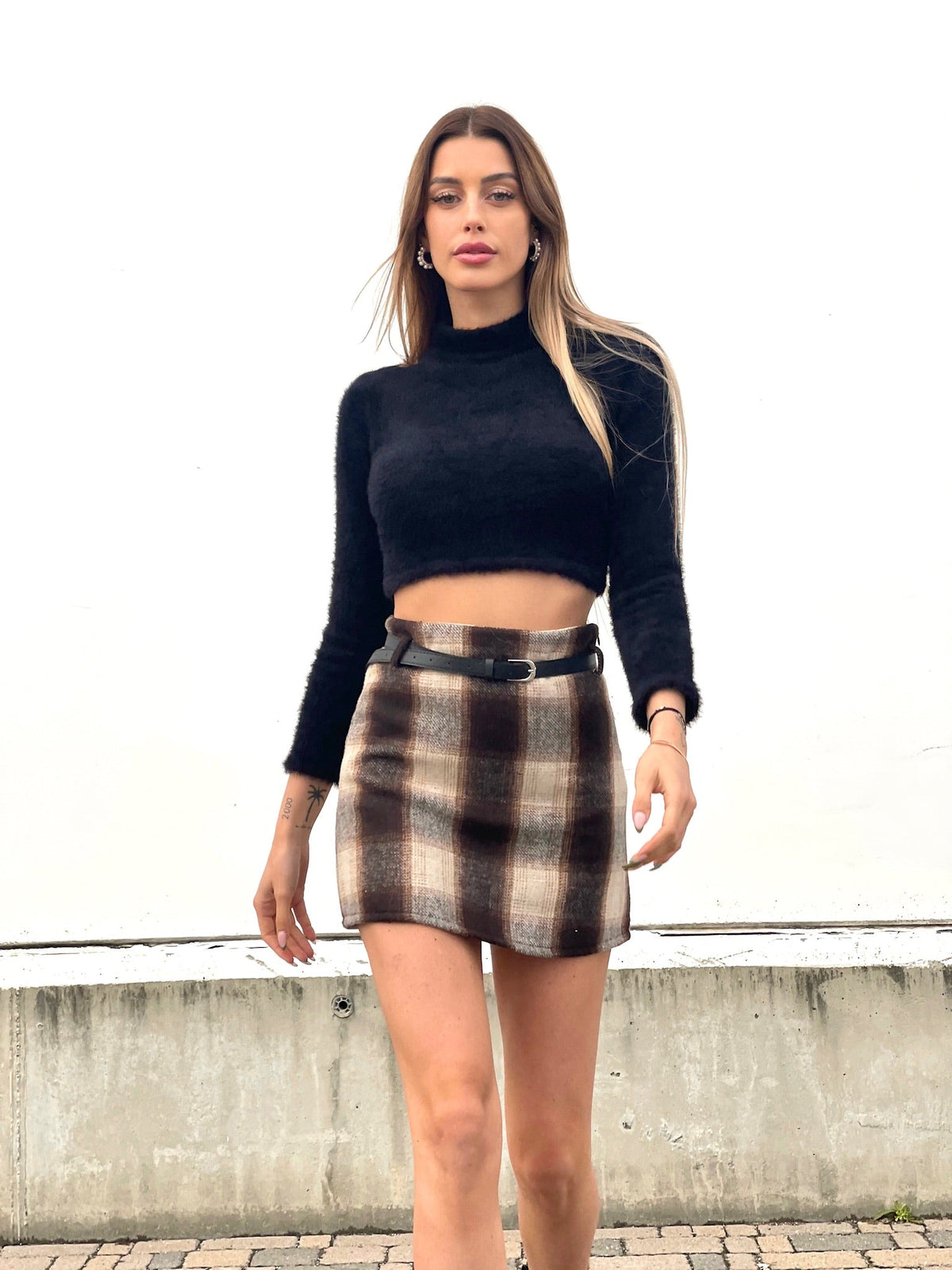 Gonna in tweed check brown